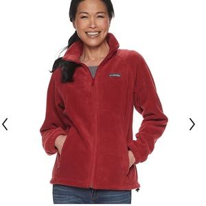 Dixie Columbia Ladies Full Zip Red Fleece Jacket Buffalo Head Dixie Columbia Ladies Full Zip Red Fleece Jacket Buffalo Head